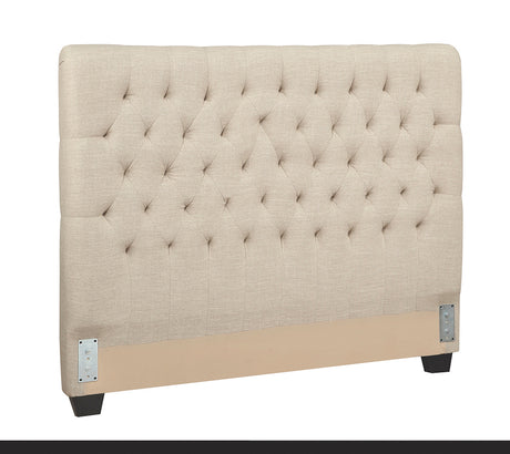 Queen Headboard & Hardware - Chloe Tufted Upholstered Queen Headboard Oatmeal