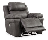 Erlangen Midnight PWR Recliner/ADJ Headrest - Faux Leather Ashley - Home Elegance USA