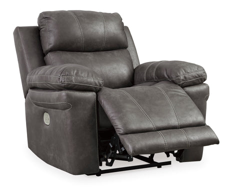 Erlangen Midnight PWR Recliner/ADJ Headrest - Faux Leather Ashley - Home Elegance USA