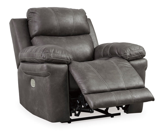 Erlangen Midnight PWR Recliner/ADJ Headrest - Faux Leather Ashley - Home Elegance USA