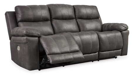 Ashley Midnight Erlangen PWR REC Sofa with ADJ Headrest - Faux Leather - 3000415 - Home Elegance USA - 2