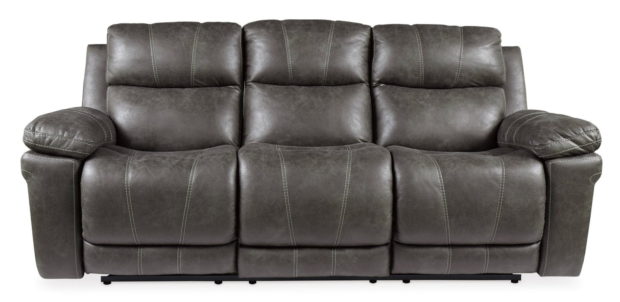 Ashley Midnight Erlangen PWR REC Sofa with ADJ Headrest - Faux Leather | Home Elegance USA