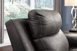 Erlangen Midnight PWR Recliner/ADJ Headrest - Faux Leather Ashley - Home Elegance USA