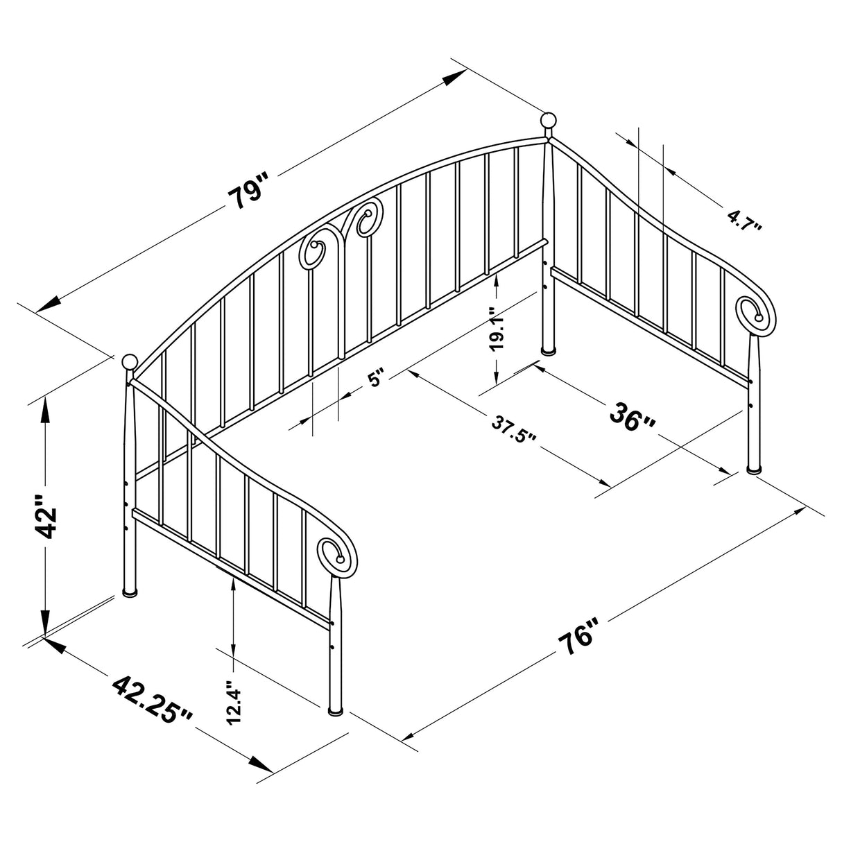 Twin Daybed - Grover Twin Metal Daybed Black