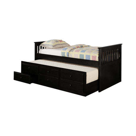 Twin Daybed W/ Trundle - Rochford Twin Captain's Daybed with Storage Trundle Black