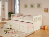 Twin Daybed W/ Trundle - Rochford Twin Captain's Bed with Storage Trundle White