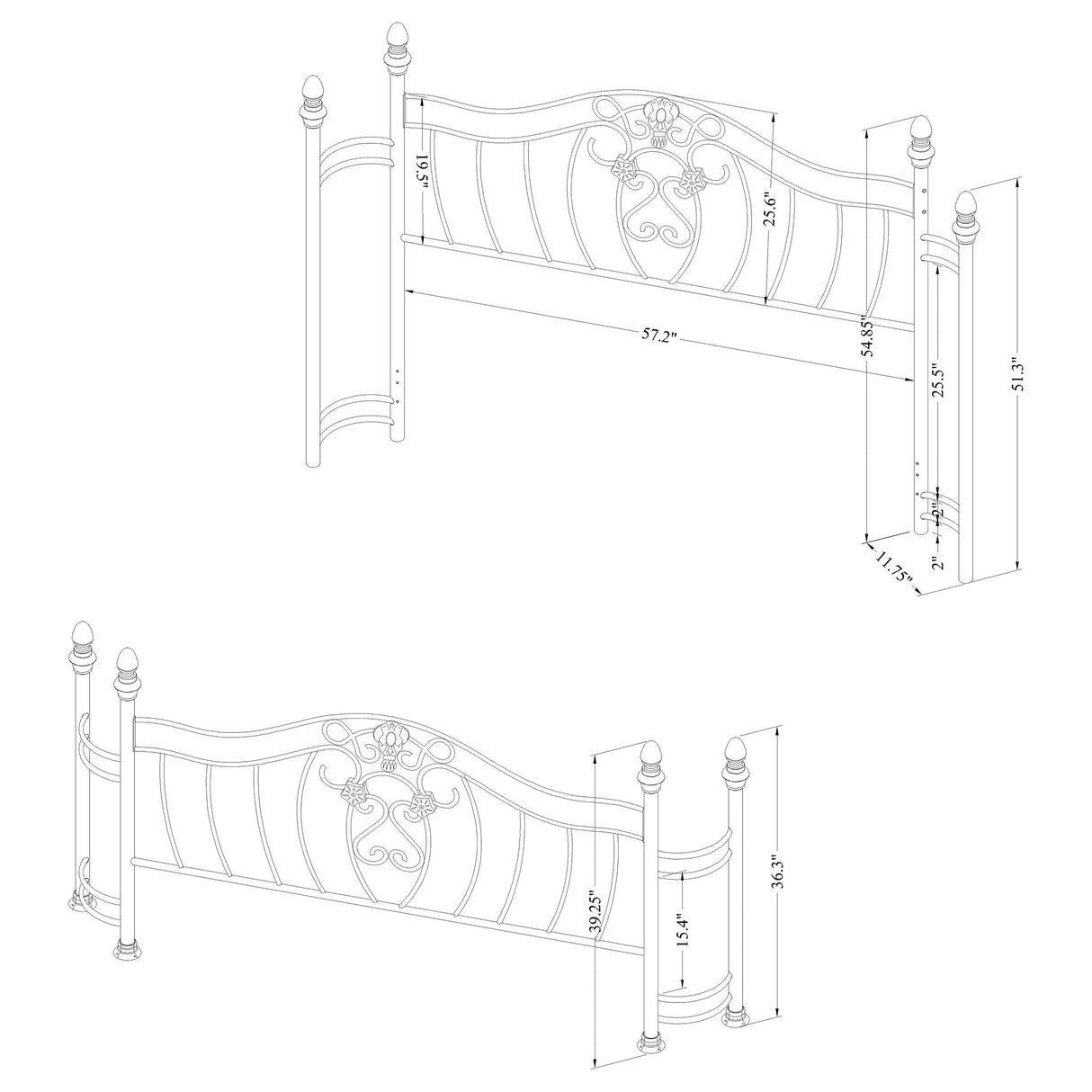 Queen Headboard / Footboard - Sydney Metal Queen Open Frame Bed Antique Brushed Gold