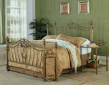 Queen Headboard / Footboard - Sydney Metal Queen Open Frame Bed Antique Brushed Gold