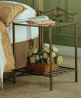 Sydney Metal 2-shelf Nightstand Antique Brushed Gold - Home Elegance USA