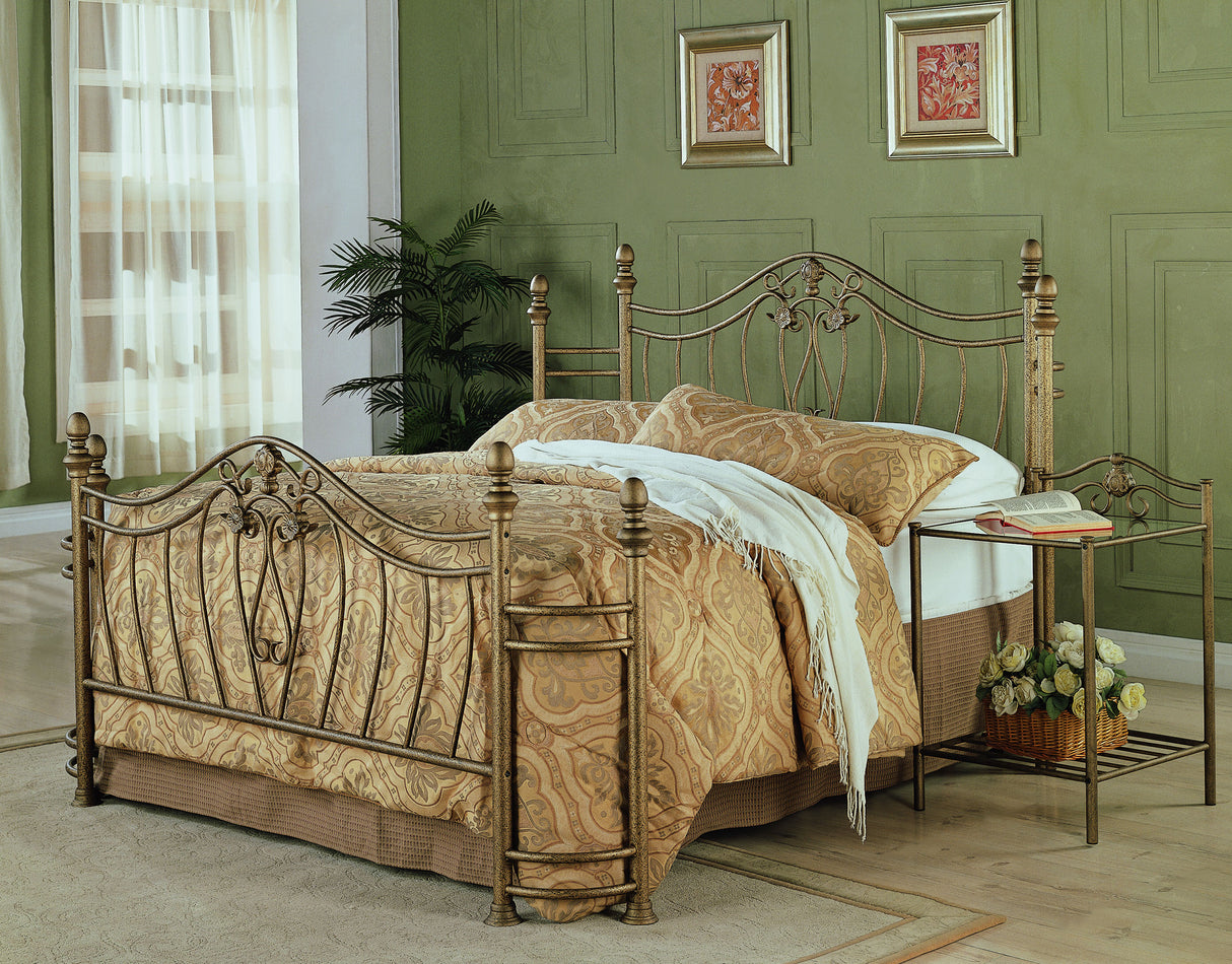 Sydney Metal 2-shelf Nightstand Antique Brushed Gold - Home Elegance USA