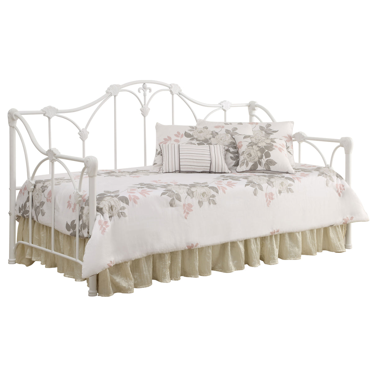 Twin Daybed - Halladay Twin Metal Daybed with Floral Frame White