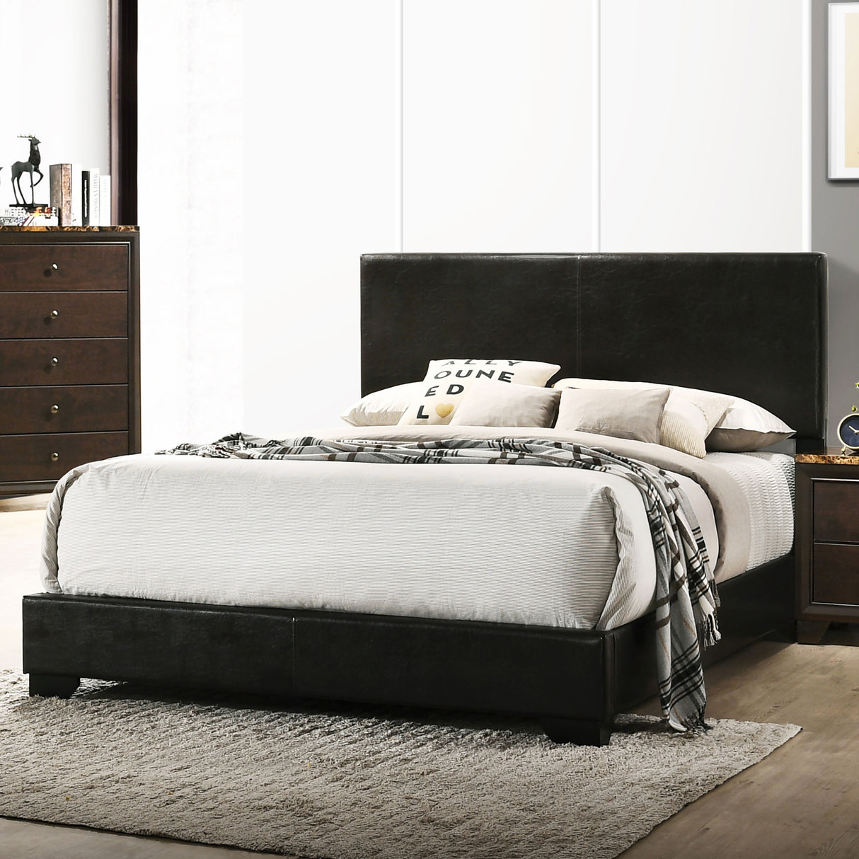 Eastern King Bed - Conner Upholstered Eastern King Panel Bed Black