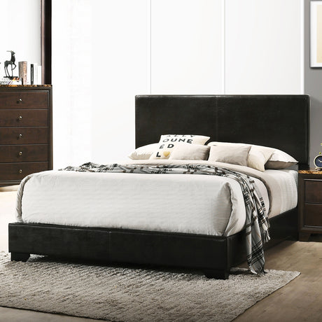 Queen Bed - Conner Upholstered Queen Panel Bed Black