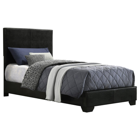 Twin Bed - Conner Upholstered Twin Panel Bed Black