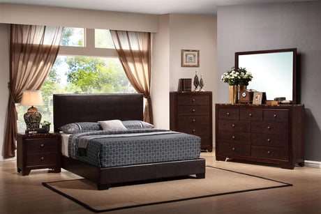 Full Bed - Conner Upholstered Full Panel Bed Dark Brown