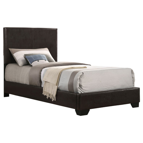 Twin Bed - Conner Upholstered Twin Panel Bed Dark Brown