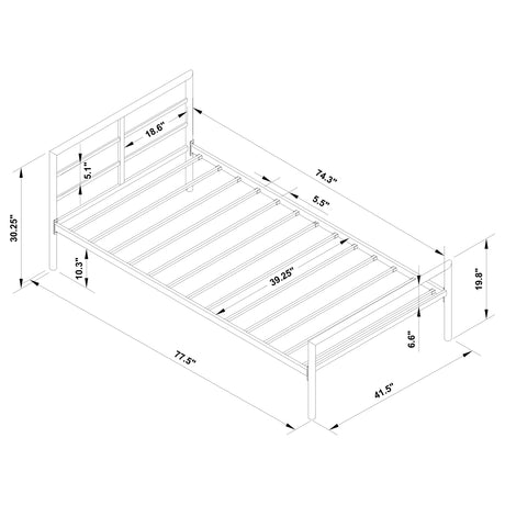 Twin Bed - Fisher Metal Twin Open Frame Bed Gunmetal