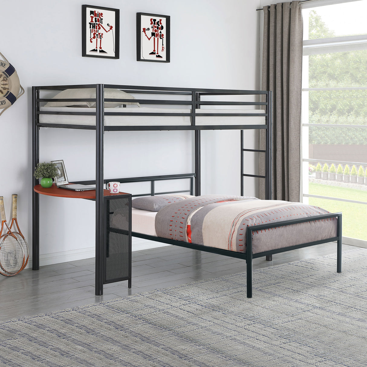 Twin Bed - Fisher Metal Twin Open Frame Bed Gunmetal