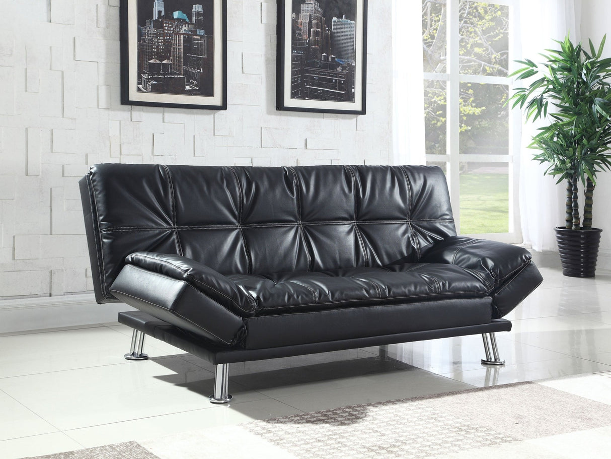 Dilleston Tufted Back Upholstered Sofa Bed Black | Coaster - 300281 - Home Elegance USA - 2