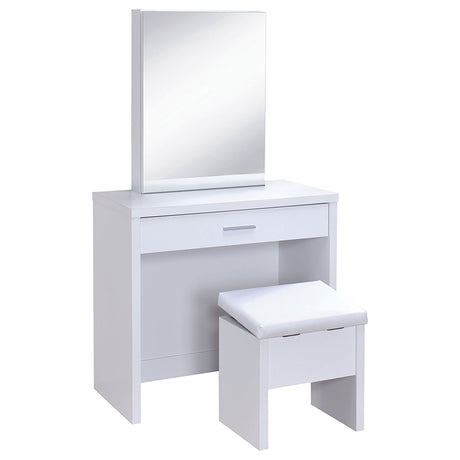 Vanity Table & Mirror - Harvey 2-piece Vanity Set with Lift-Top Stool White