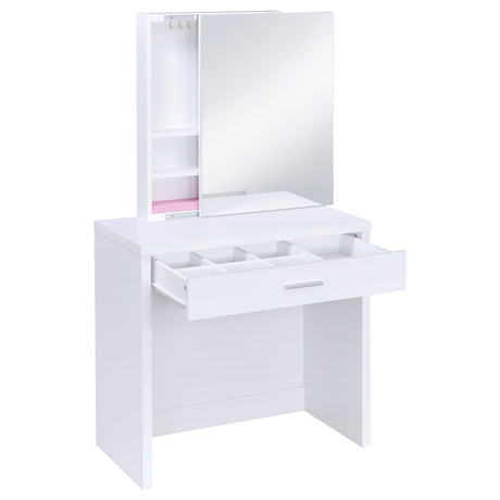 Vanity Table & Mirror - Harvey 2-piece Vanity Set with Lift-Top Stool White