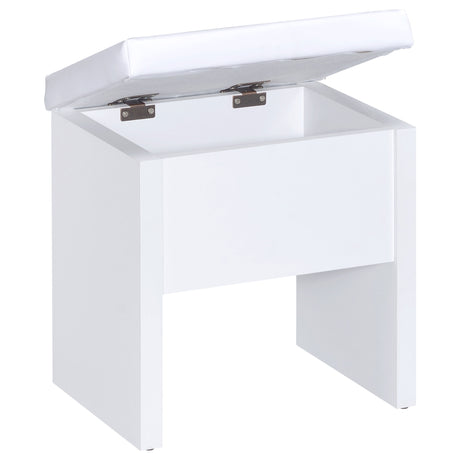 Vanity Table & Mirror - Harvey 2-piece Vanity Set with Lift-Top Stool White