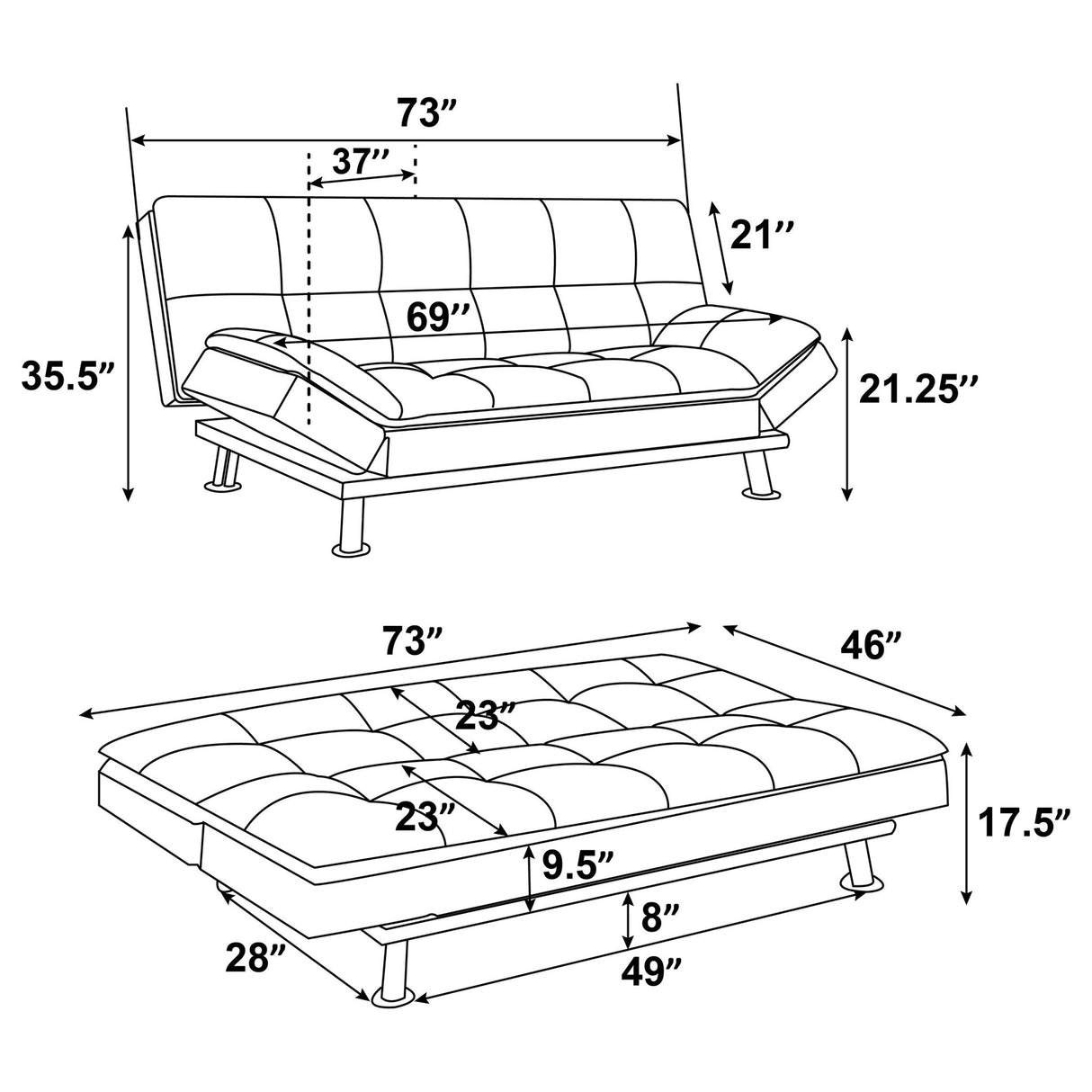 Dilleston Tufted Back Upholstered Sofa Bed White | Coaster - 300291 - Home Elegance USA - 5