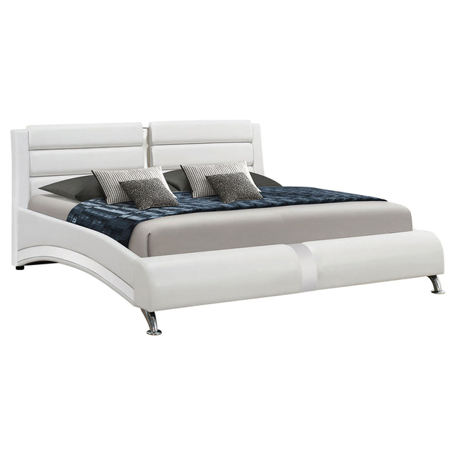 Eastern King Bed - Jeremaine Upholstered Eastern King Sleigh Bed White