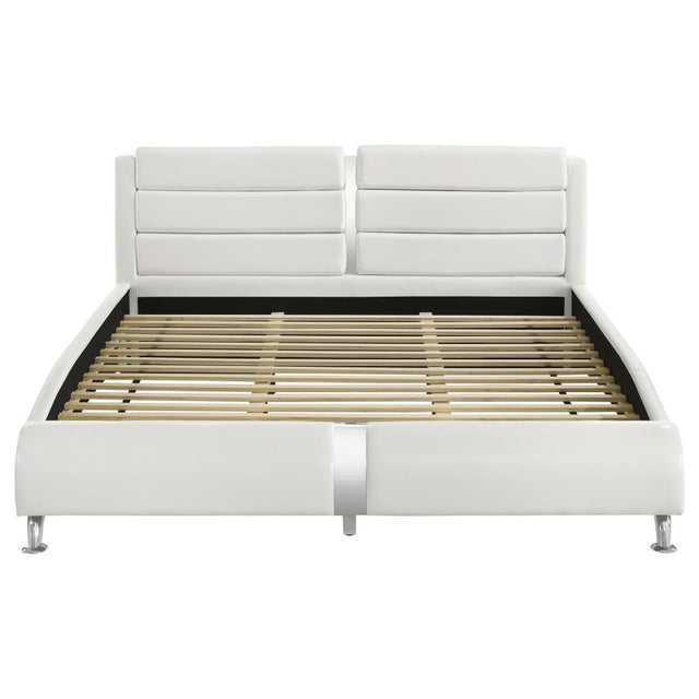 Jeremaine Eastern King Upholstered Bed White 300345KE | Coaster - sold by Home Elegance USA