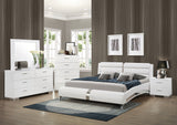 Eastern King Bed - Jeremaine Upholstered Eastern King Sleigh Bed White