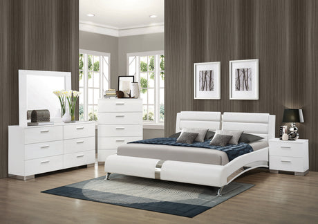 Jeremaine Eastern King Upholstered Bed White 300345KE | Coaster - sold by Home Elegance USA