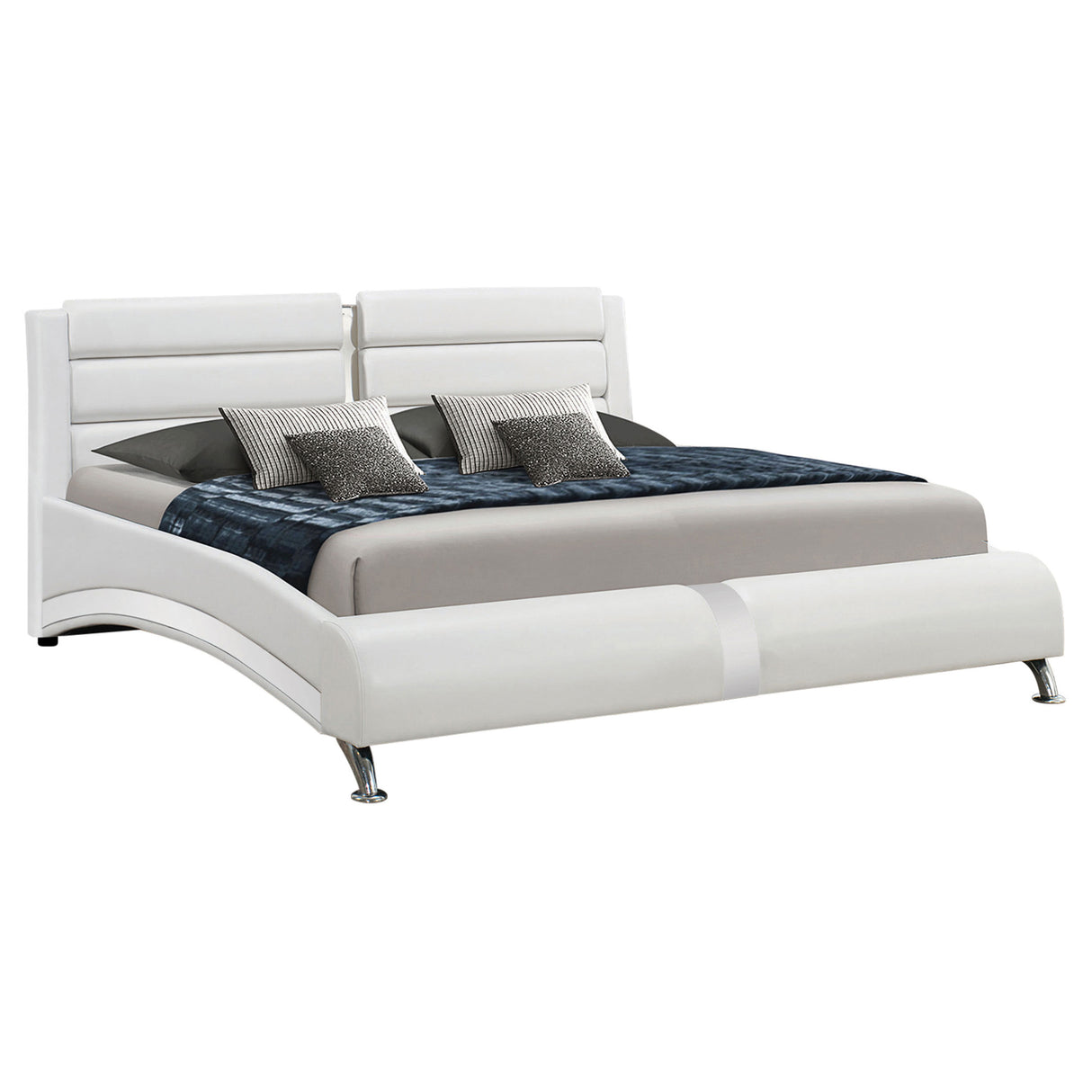 California King Bed - Jeremaine Upholstered California King Sleigh Bed White