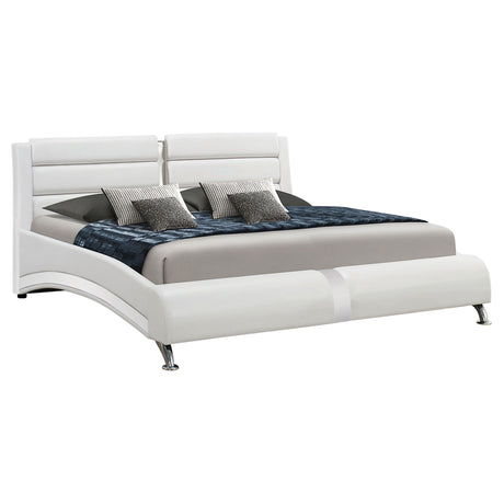 Queen Bed - Jeremaine Upholstered Queen Sleigh Bed White