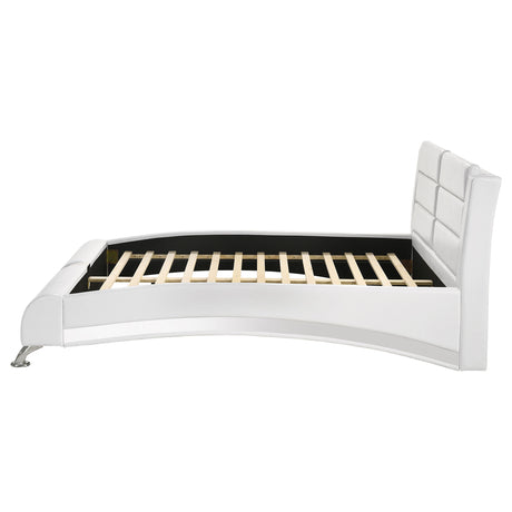 Queen Bed - Jeremaine Upholstered Queen Sleigh Bed White