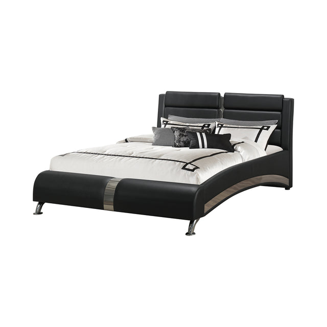 Eastern King Bed - Jeremaine Upholstered Eastern King Sleigh Bed Black