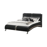 Queen Bed - Jeremaine Upholstered Queen Sleigh Bed Black