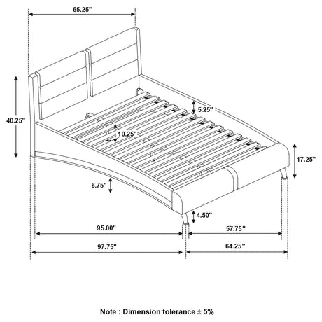 Queen Bed - Jeremaine Upholstered Queen Sleigh Bed Black