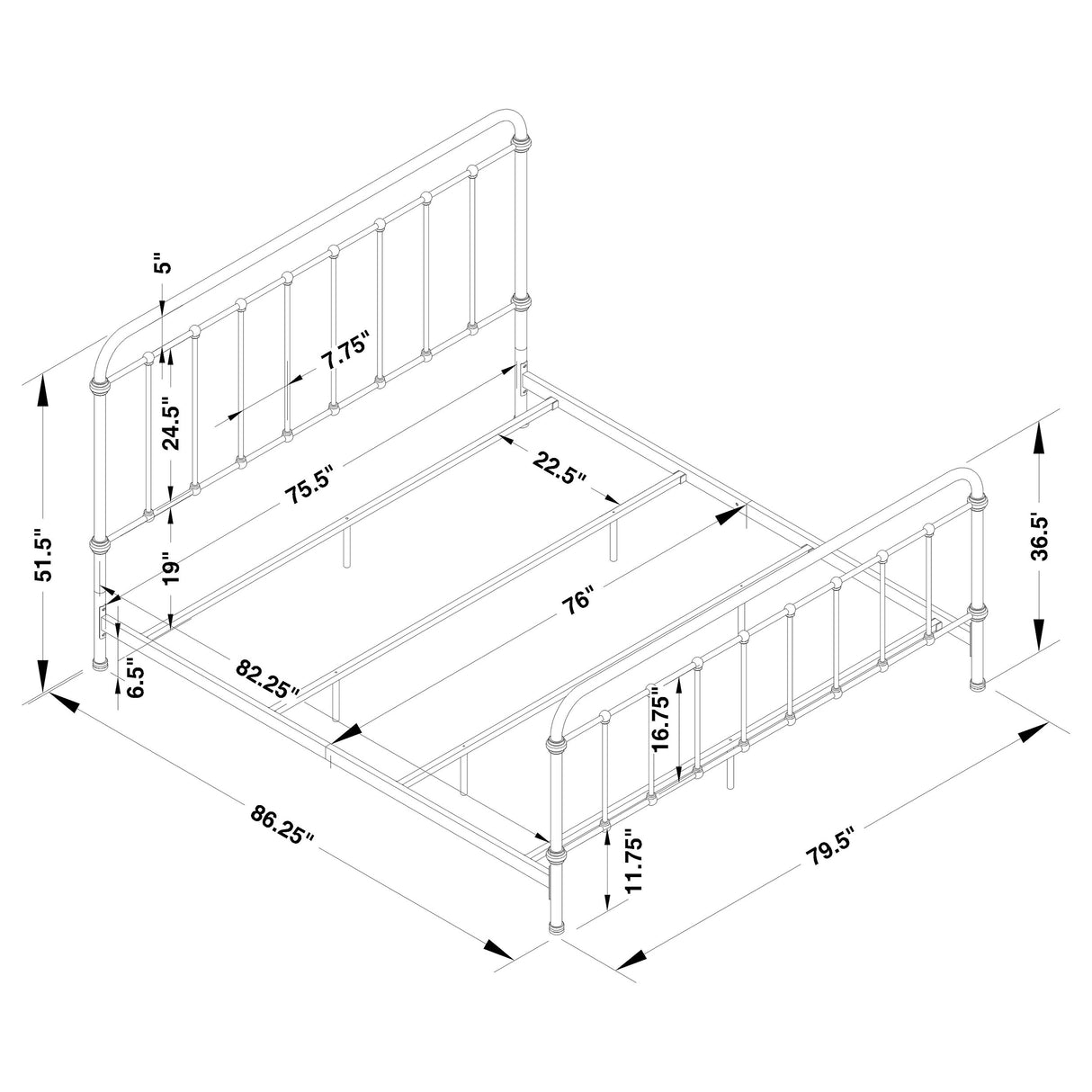 Eastern King Bed - Livingston Metal Eastern King Open Frame Bed Dark Bronze