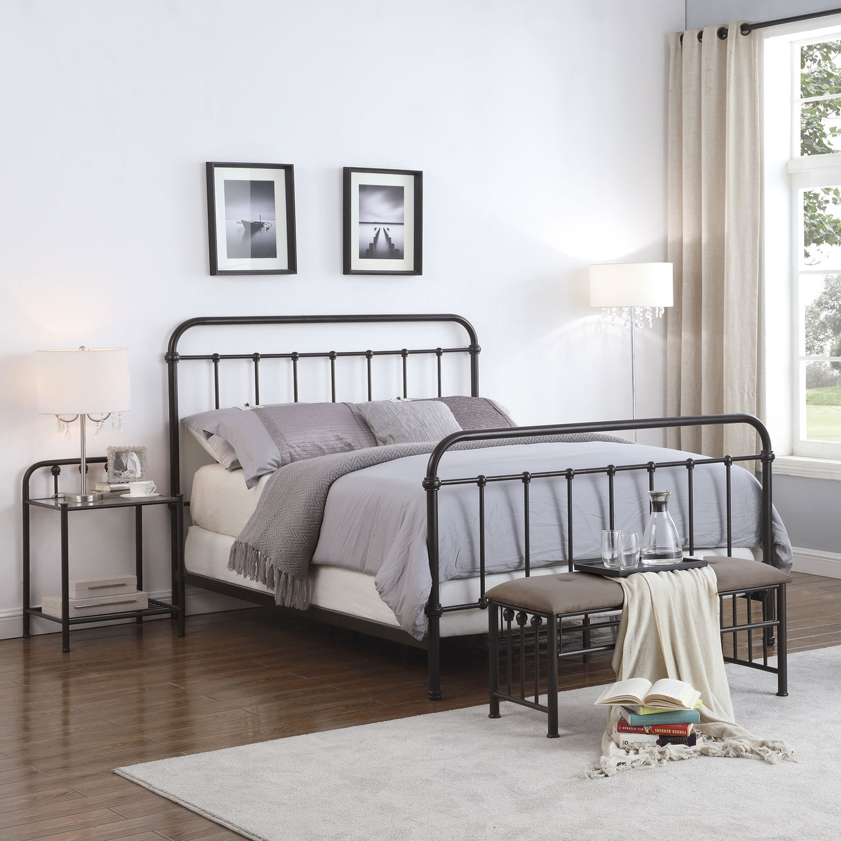 Queen Bed - Livingston Metal Queen Open Frame Bed Dark Bronze