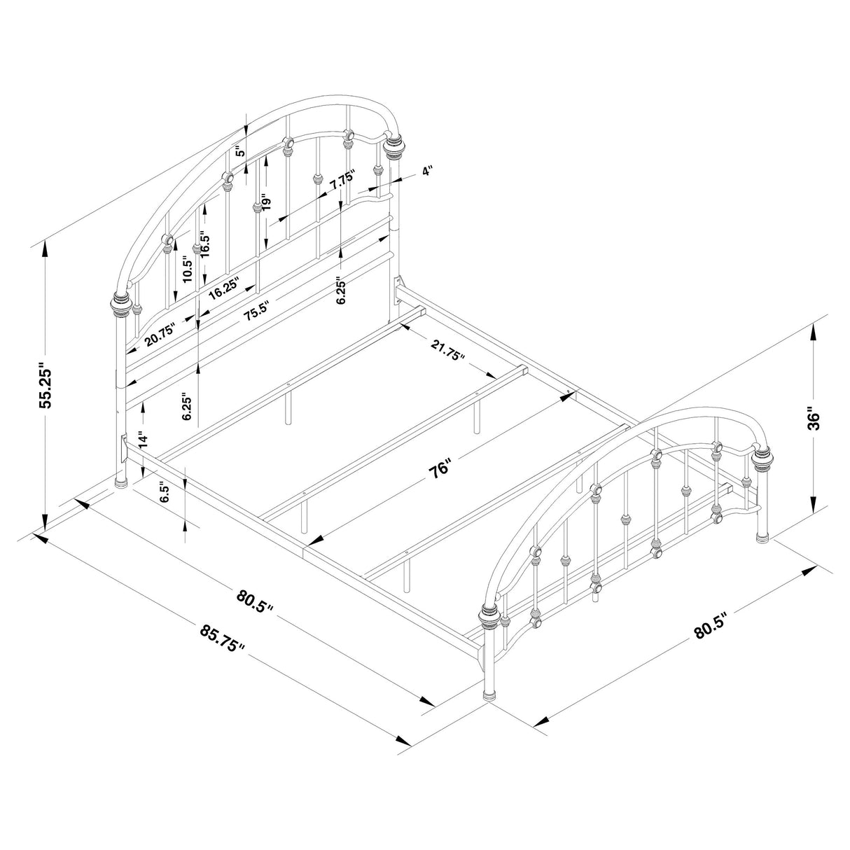 Eastern King Bed - Rowan Metal Eastern King Open Frame Bed Dark Bronze