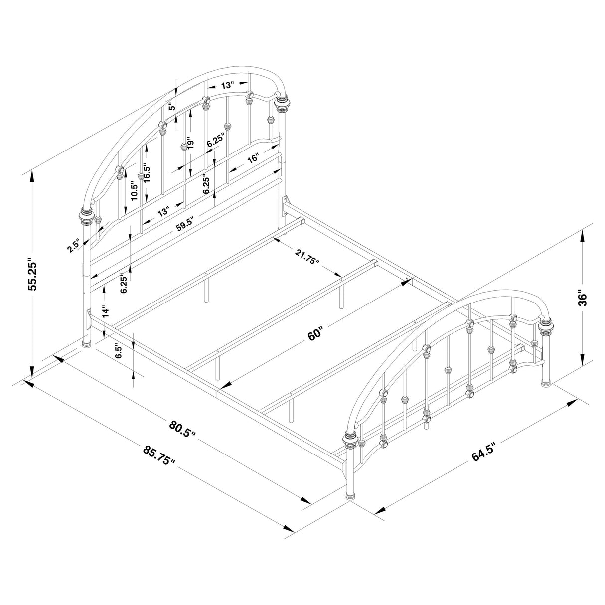 Queen Bed - Rowan Metal Queen Open Frame Bed Dark Bronze