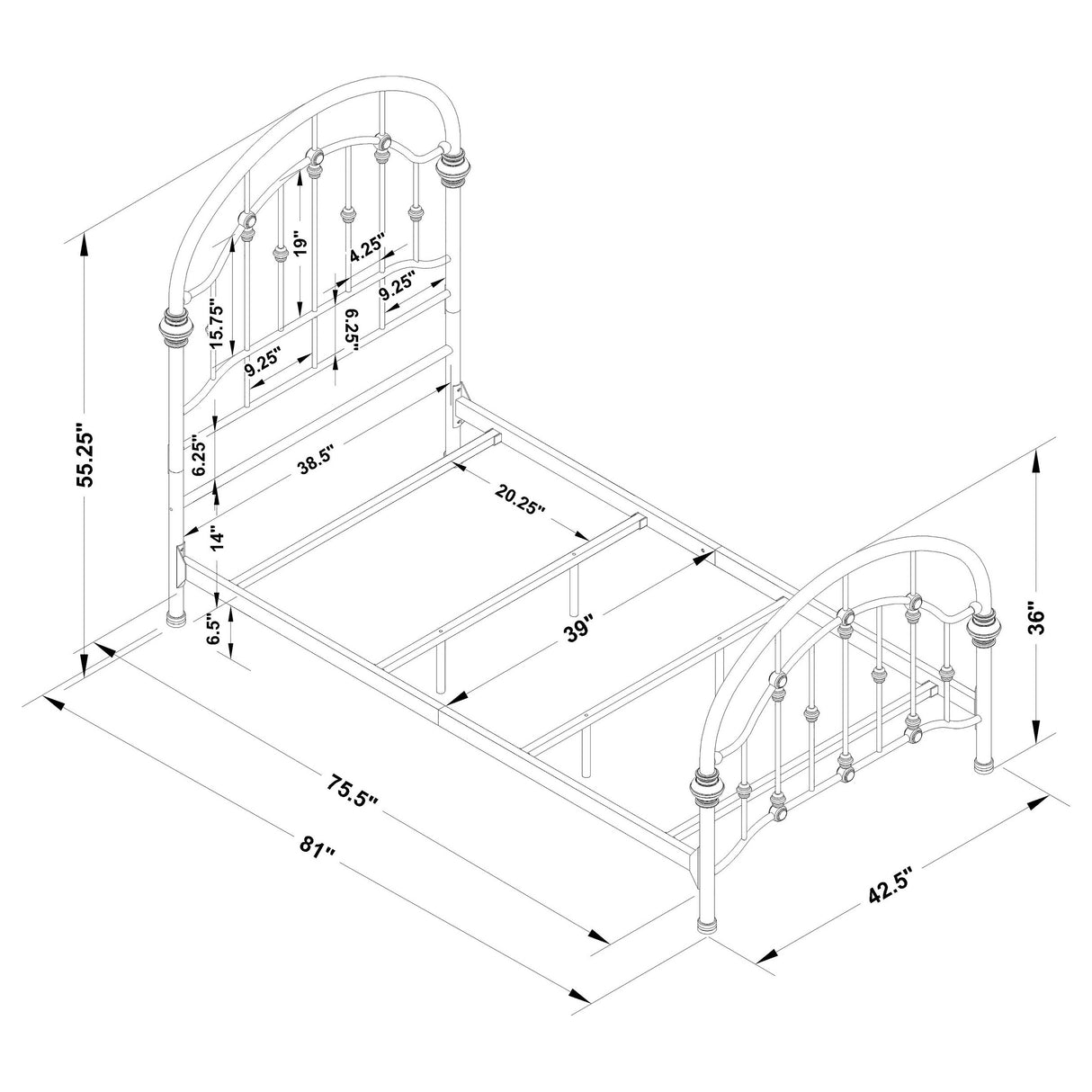 Twin Bed - Rowan Metal Twin Open Frame Bed Dark Bronze