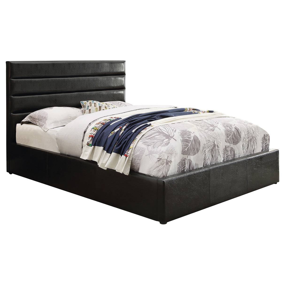 Full Storage Bed - Riverbend Upholstered Full Storage Panel Bed Black