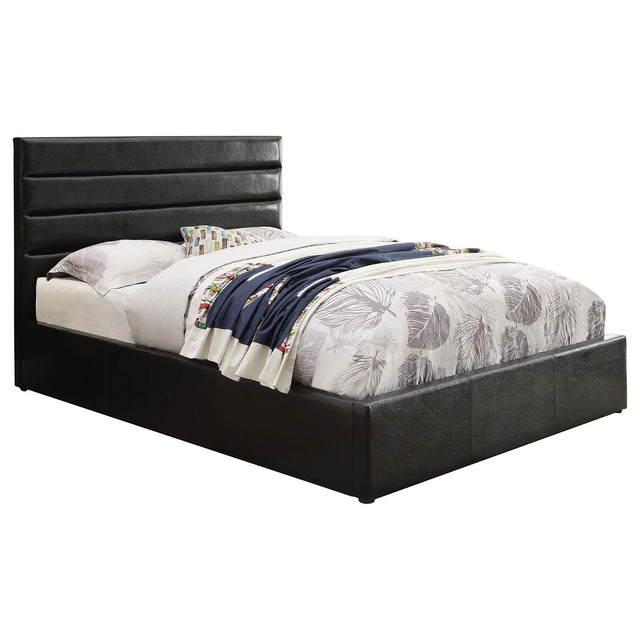 Queen Storage Bed - Riverbend Upholstered Queen Storage Panel Bed Black