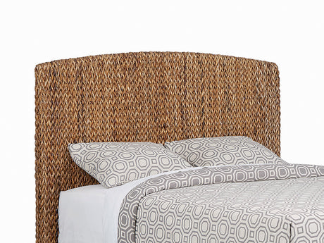 Queen Headboard & Hardware, Box 1 Of 2 - Laughton Hand-Woven Banana Leaf Queen Headboard Amber