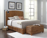 Queen Headboard & Hardware, Box 1 Of 2 - Laughton Hand-Woven Banana Leaf Queen Headboard Amber