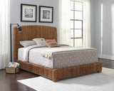 Queen Bed - Laughton Banana Leaf Queen Panel Bed Amber