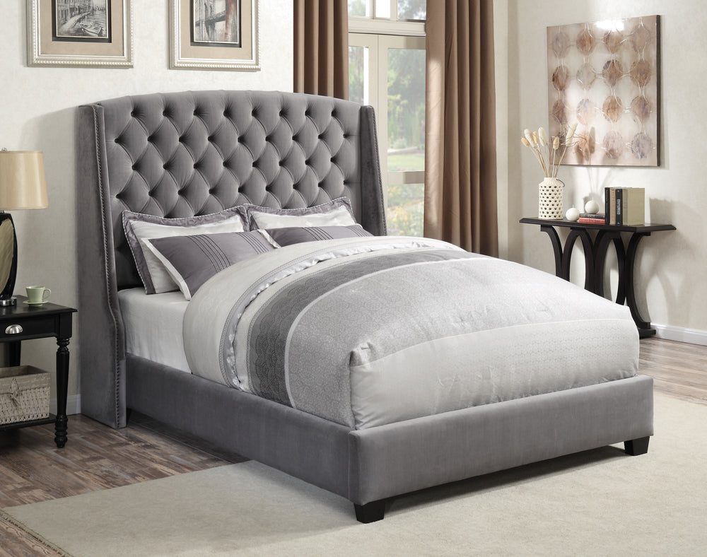 Full Bed - Pissarro Upholstered Full Wingback Bed Grey