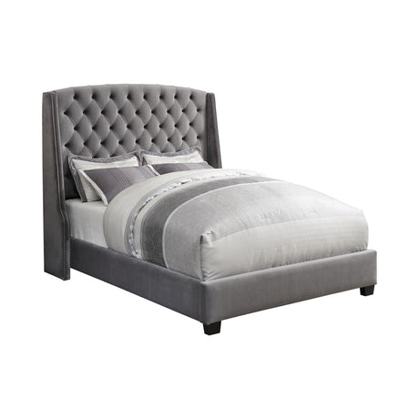 Eastern King Bed - Pissarro Upholstered Eastern King Wingback Bed Grey