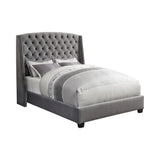 Queen Bed - Pissarro Upholstered Queen Wingback Bed Grey